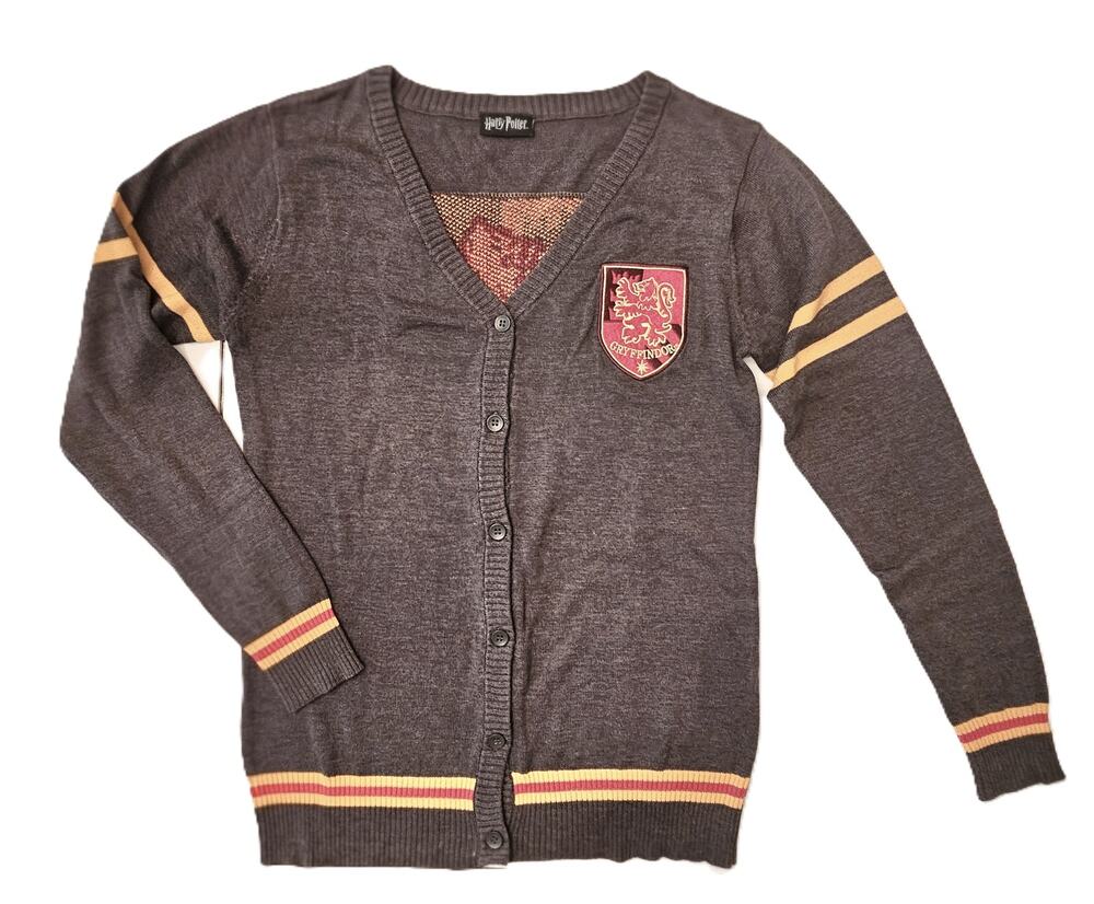 Harry Potter Gryffindor Cardigan Sweater Gray Crest Lion Hogwarts